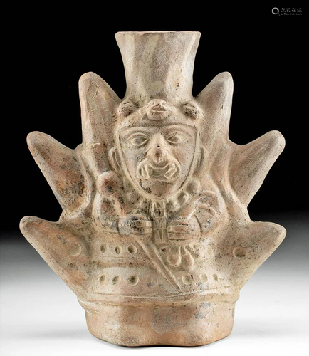 Moche Pottery Vessel w/ Ai Apec & Mountains, ex-Museum