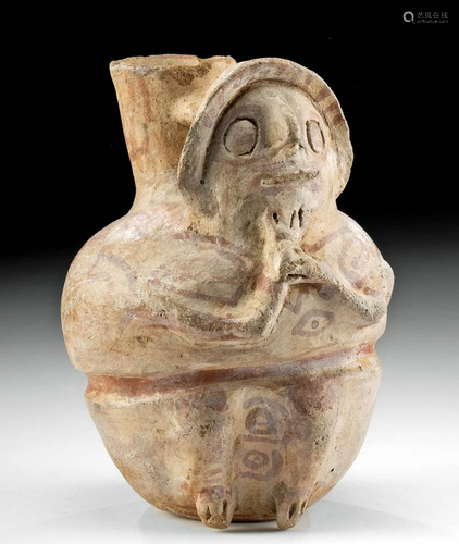 Fine Recuay Bichrome Figural Vessel w/ Geometric Motif