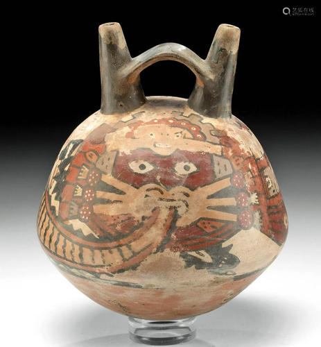 Nazca Polychrome Vessel w/ Mythical Being, ex-Museum