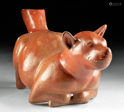 Fine Colima Redware Dog Holding Corn Cob