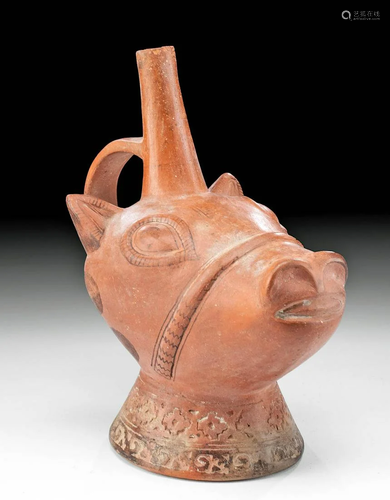 Chimu Pottery Stirrup Llama Vessel, ex-Museum