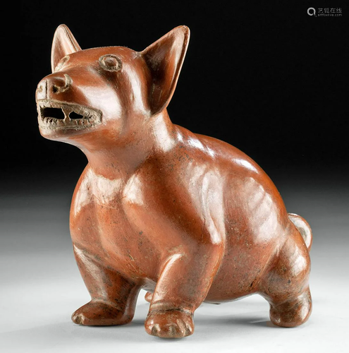 Very Fine & Large Colima Redware Dog