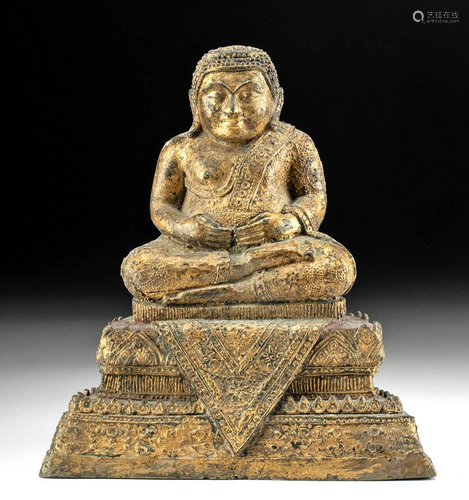 19th C. Thai Gilt Brass Sankachai Buddha, ex-Museum