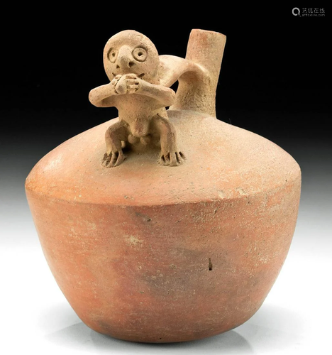 Viru Pottery Whistle Vessel w/ Figure, ex-Museum