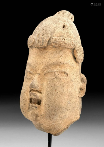 Superb Olmec Pottery Head w/ Kan Cross Vent Hole