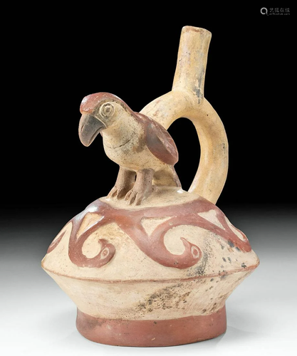 Moche Bichrome Stirrup Vessel w/ Birds, ex-Museum