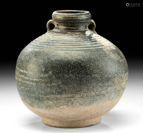 12th C. Khmer Angkor Glazed Pottery Jar, ex-Museum