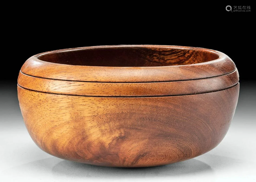 Signed 20th C. Hawaiian Koa Wood Bowl by L. Bailey