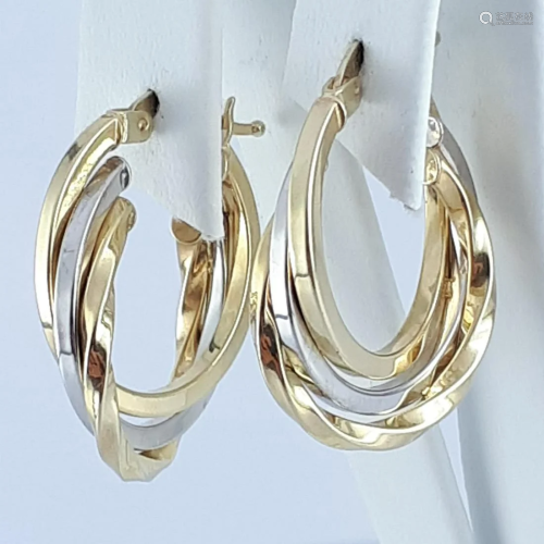 14K Yellow and White Gold - Earring