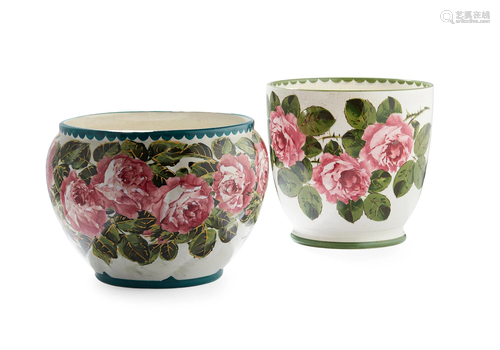 TWO WEMYSS WARE JARDINIÃˆRES 'CABBAGE ROSES' PA…