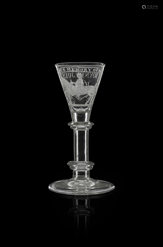 AN IRISH WILLIAMITE / ANTI JACOBITE WINE GLASS 18TH