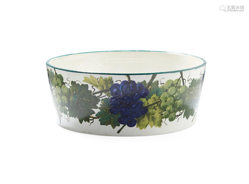 A LARGE WEMYSS WARE FLOWER BASIN 'GRAPES' PATTERN,