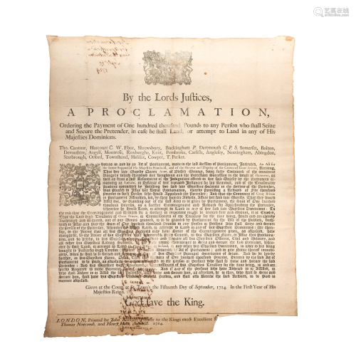 1714 RISING - PROCLAMATION TO SEIZE THE PRETE…