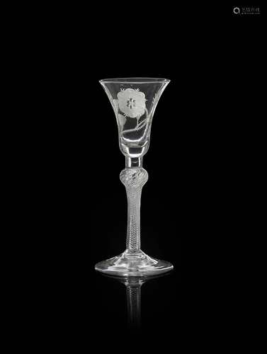 A FINE JACOBITE WINE GLASS MID-18TH CENTURY