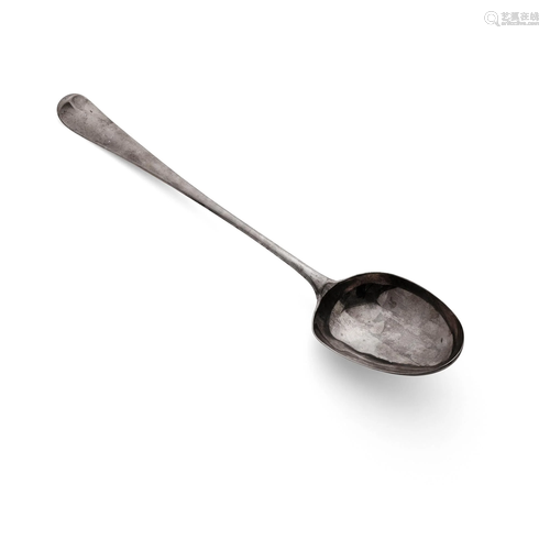 A LARGE SCOTTISH SILVER BASTING SPOON WILLIAM