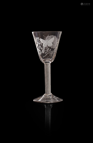 A LARGE JACOBITE WINE GLASS LATE 18TH / EARLY 19TH