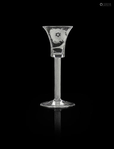 A JACOBITE WINE GLASS MID-18TH CENTURY