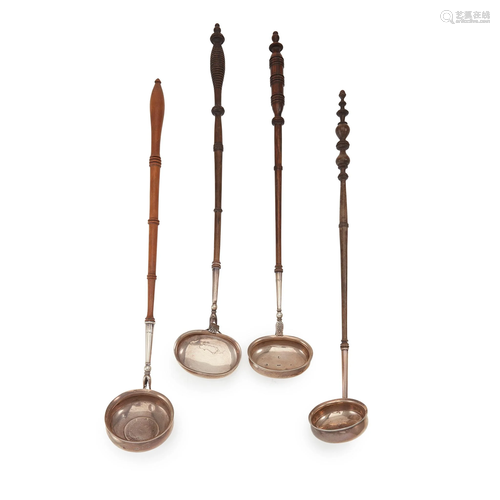 A GROUP OF FOUR SCOTTISH SILVER PUNCH LADLES