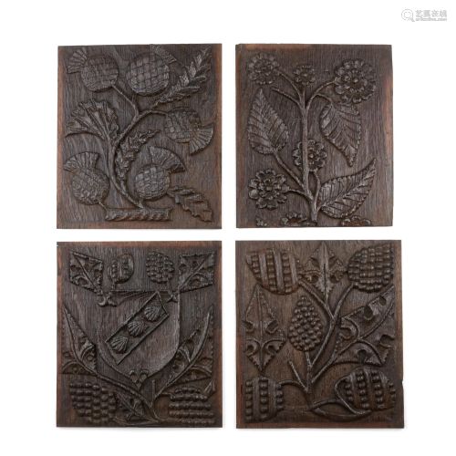 A GROUP OF FOUR CARVED PANELS MOST LIKELY EARLY 19TH