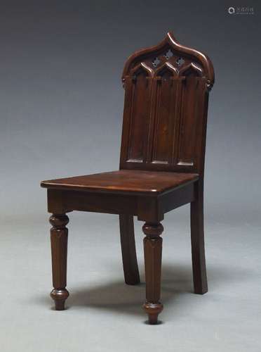 A Gothic Revival style mahogany hall chair, second half 20th...