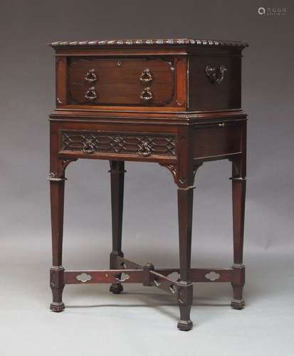 A Mappin and Webb mahogany canteen table, the gadrooned lid ...