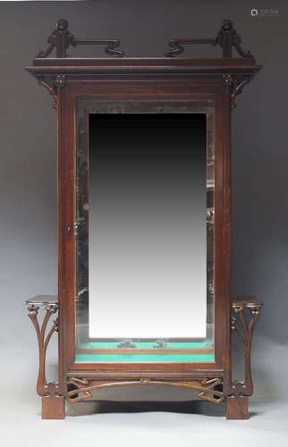 An Art Nouveau style mahogany display cabinet, early to mid ...