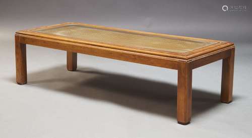 A mahogany and glazed rectangular coffee table, late 20th Ce...