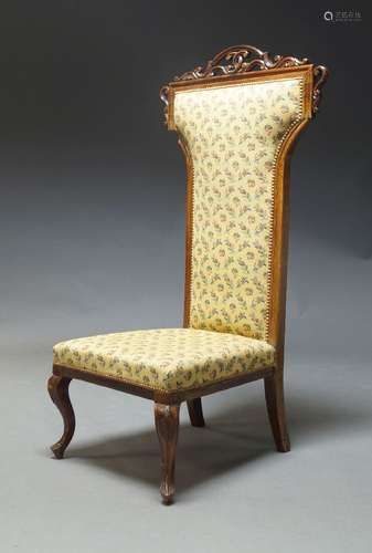 A large Victorian rosewood Prie Dieu chair, the backrest sur...