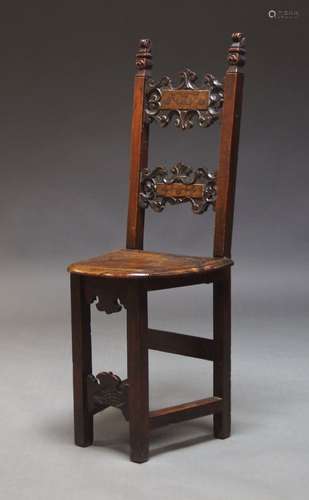 A Continental inlaid fruitwood high chair, 18th Century and ...