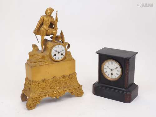 A French gilt metal mantle clock, 19th Century, modelled in ...