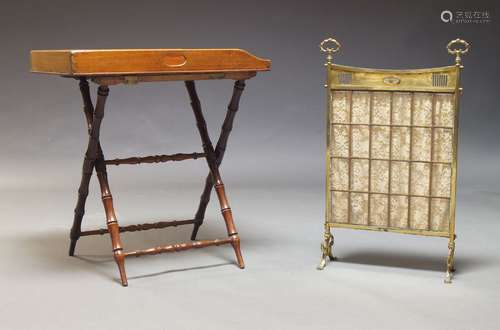 A mahogany butlers tray, 19th Century, the rectangular tray ...