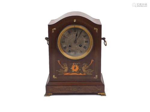 A French mahogany cased mantle clock, late 19th Century, the...