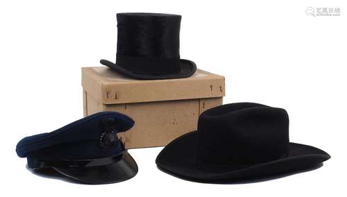 A black silk top hat retailed by C. A. Dunn & Co. of Piccadi...