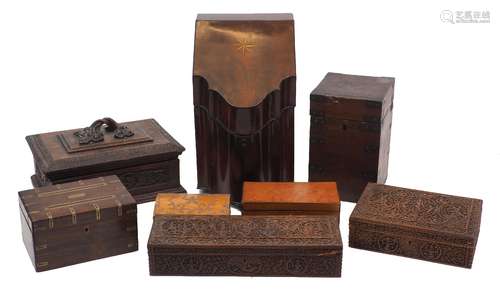 A collection of wood boxes, 18th - early 20th century, to in...