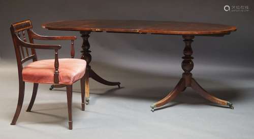 A George III style mahogany D-end extending dining table, th...