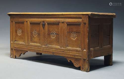 A North European coffer, 17th Century and later, the hinged ...