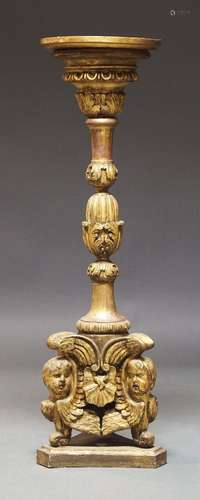 A gilt torchere stand, late 19th, early 20th Century, the ci...