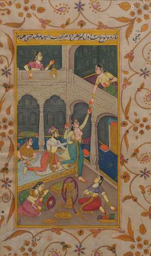 A prince and courtesans at leisure, 20th century, opaque pig...