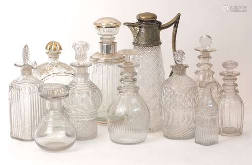 A large group of assorted decanters, 19th/20th century, to i...