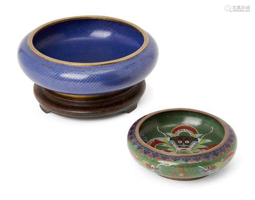 Two Chinese cloisonné enamel circular bowls, 20th century, t...