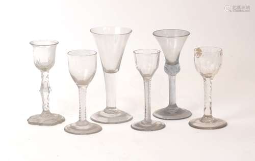 A group of six English drinking glasses, mid 18th-19th centu...