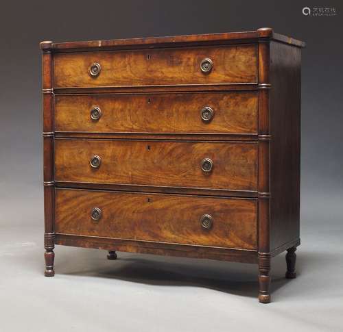 A Regency mahogany chest of drawers, with four long graduate...