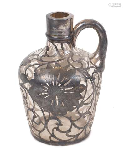 A glass jug, late 19th to early 20th century, with silver ap...