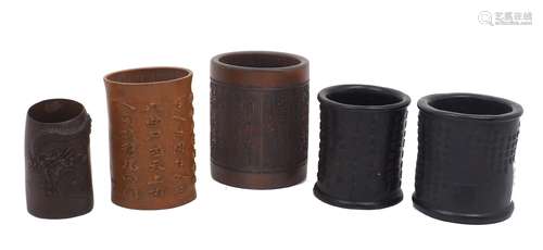 A group of brush pots, 19th / 20th Century, including a Chin...