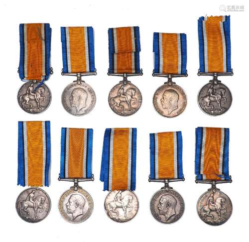 A group of ten WWI war medals to various recipients, includi...