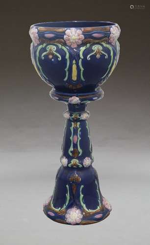 A Minton-style jardinière, 20th century, in dark blue colour...