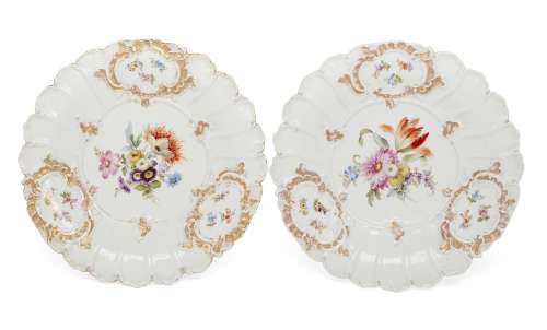 A pair of Meissen cabinet plates, 19th Century, each decorat...