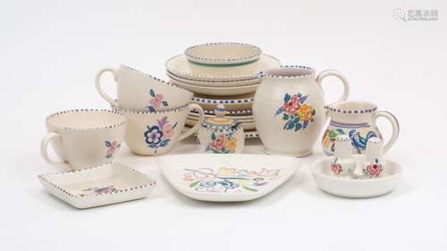 A Poole pottery part tea service, early to mid 20th century,...