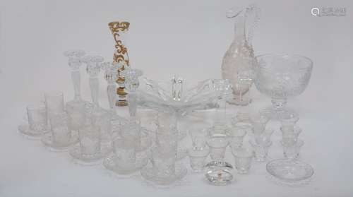 A group of glassware, to include; a Moser style gold filigre...
