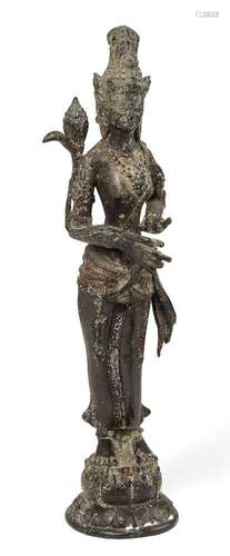 A Chinese bronze figure of Guanyin, 20th century, modelled s...